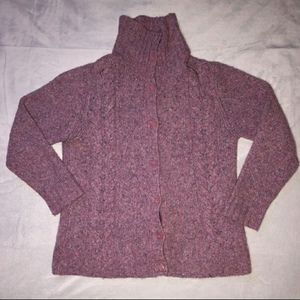 LL Bean Women's Wool Button Up Cable Knit